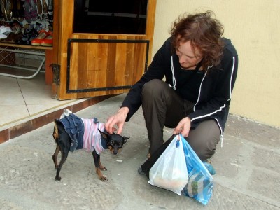 Katrin lobt den Posing-Hund in San Gil