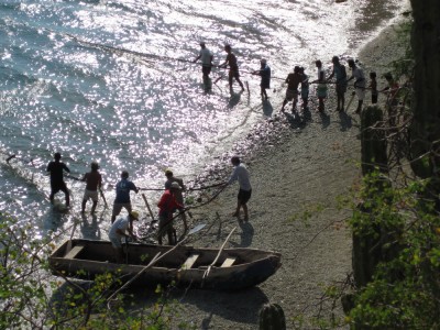 Fischer an Nebenstrand von Playa Grande - Taganga